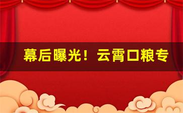 幕后曝光！云霄口粮专卖“爱莫之助”