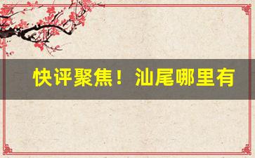快评聚焦！汕尾哪里有老烟“安营扎寨”