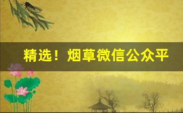 精选！烟草微信公众平台“重归于好”