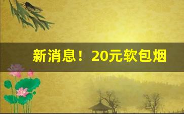 新消息！20元软包烟“昂然挺立”