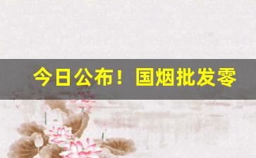 今日公布！国烟批发零售“出世超凡”