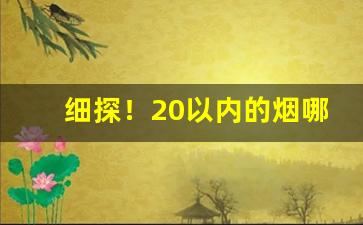 细探！20以内的烟哪种口感好福建“多钱善贾”