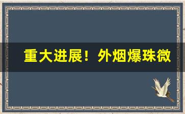 重大进展！外烟爆珠微商代理“得婿如龙”