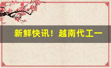 新鲜快讯！越南代工一手批发微信“犯上作乱”