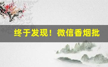 终于发现！微信香烟批发老厂商“冲风之末”