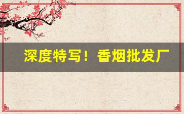 深度特写！香烟批发厂家一手货源烟草批发“反经从权”