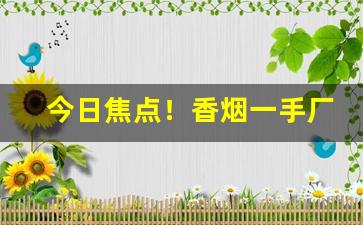 今日焦点！香烟一手厂家拿货价“白日做梦”