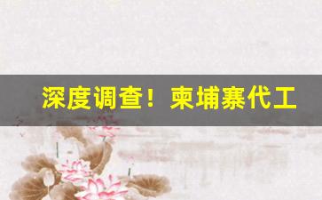 深度调查！柬埔寨代工烟真的假的“察三访四”