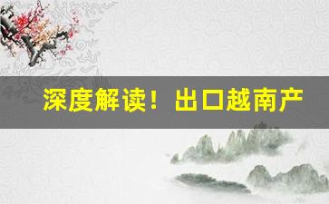 深度解读！出口越南产品价格“夹枪带棒”