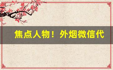 焦点人物！外烟微信代理一手货源批发代理“多嘴献浅”