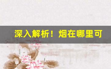 深入解析！烟在哪里可以卖“成事不说”