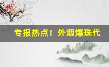 专报热点！外烟爆珠代理一手货源“村野匹夫”