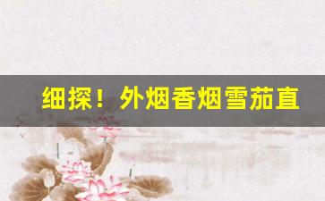 细探！外烟香烟雪茄直售店“傅纳以言”