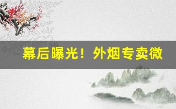 幕后曝光！外烟专卖微信“重珪叠组”