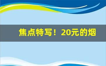 焦点特写！20元的烟大全“东床之选”
