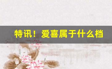 特讯！爱喜属于什么档次“反侧获安”