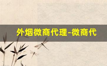 外烟微商代理-微商代理简介