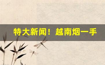 特大新闻！越南烟一手货源正品批发网“涤垢洗瑕”